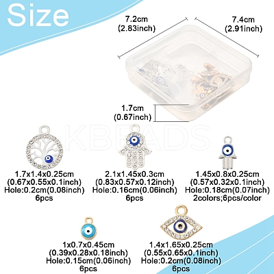 36Pcs 6 Styles Alloy Charms ENAM-FS0002-38-1