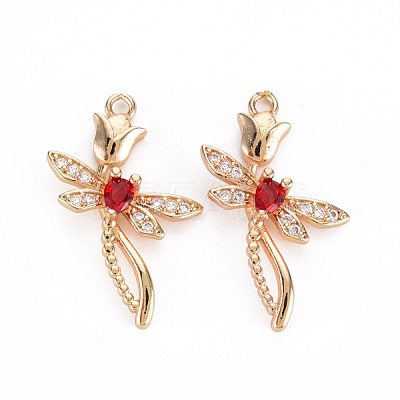 Rack Plating Brass Micro Pave Clear Cubic Zirconia Pendants KK-T060-66C-RS-1