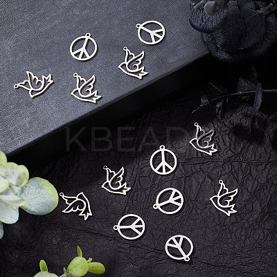 28Pcs 2Style 201 Stainless Steel Pendants STAS-UN0035-30-1