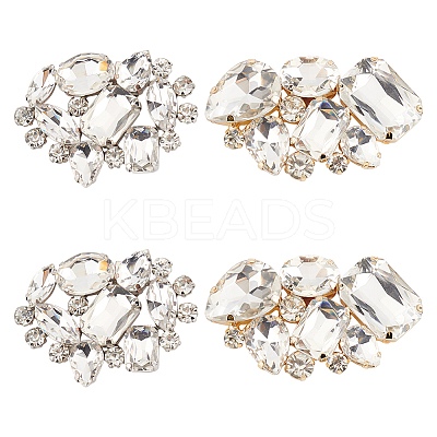4Pcs 2 Style Detachable Flower Glass Crystal Rhinestone Shoe Decoration FIND-HY0003-38-1