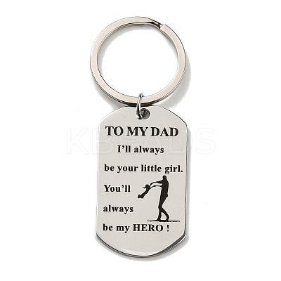 Father's Day Gift 201 Stainless Steel Oval with Word To My Dad Keychains KEYC-E040-03P-1