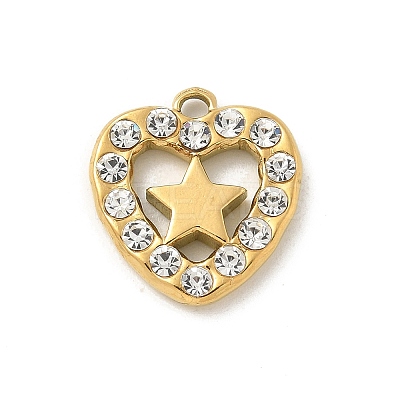 304 Stainless Steel Rhinestone Pendants STAS-I322-28G-04-1