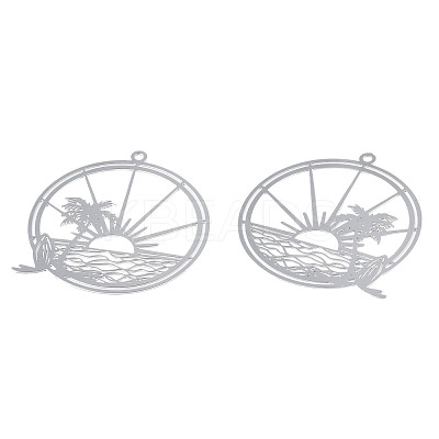 Non-Tarnish 201 Stainless Steel Filigree Pendants STAS-S118-057-1