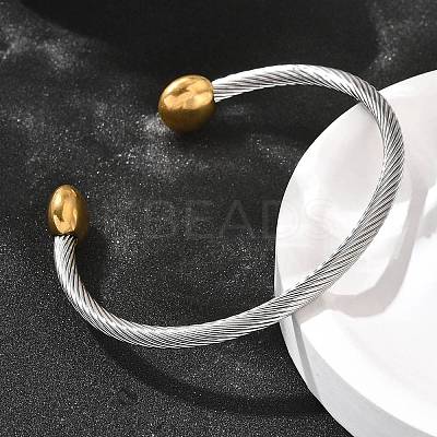 304 Stainless Steel Cuff Bangles BJEW-C091-02A-GP-1