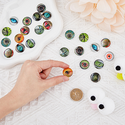 12 Sets 12 Style Luminous Self Adhesive Glass Eyes Cabochons GLAA-CA0001-58-1