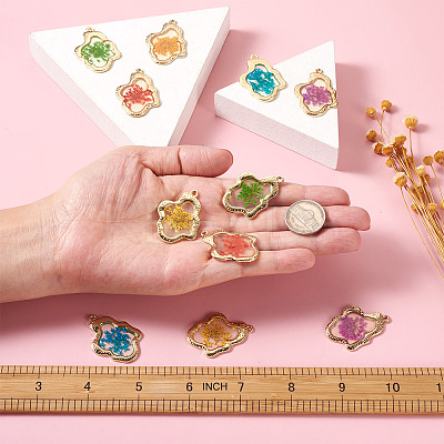12Pcs 6 Colors Epoxy Resin Pendants RESI-CD0001-05-1