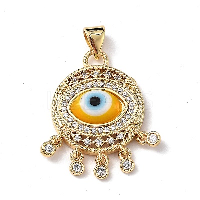 Lampwork Evil Eye Pendants with Colorful Cubic Zirconia ZIRC-L102-14G-1