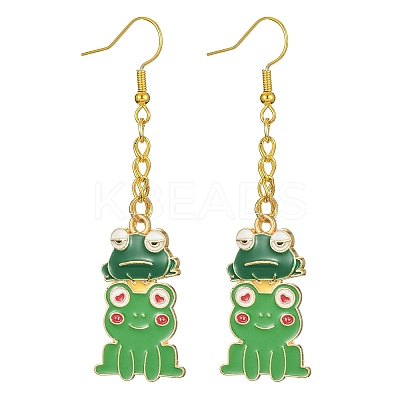 Alloy Enamel Frog Dangle Earrings with Iron Earring Pins for Women EJEW-JE05421-04-1