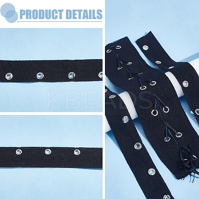 8 Yards Cotton Twill Tape Ribbons with Stainless Steel Eyelets OCOR-BC0006-43A-1