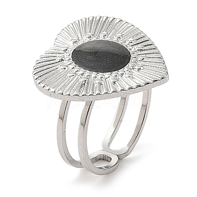 304 Stainless Steel Enamel Open Cuff Rings for Women RJEW-F166-52P-02-1