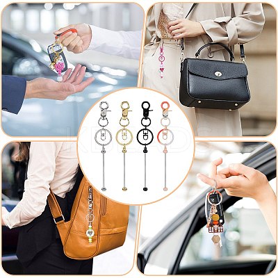 16Pcs Alloy Beadable Bar Keychain for DIY Crafts Jewelry Making KEYC-SZ0001-17PG-1