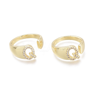 Brass Micro Pave Clear Cubic Zirconia Cuff Rings X-RJEW-F103-13Q-G-1