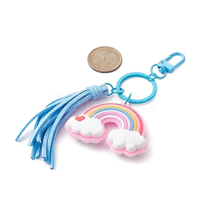 Cartoon PVC Plastic Big Pendants Keychains with Faux Suede Tassel KEYC-JKC00569-03-1