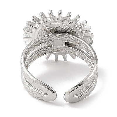 304 Stainless Steel Open Cuff Ring for Women RJEW-F166-05P-02-1