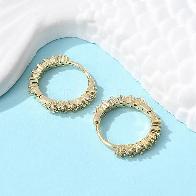Brass Micro Pave Clear Cubic Zirconia Huggie Hoop Earrings LS-EJEW-L231-44G-1