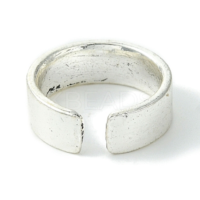 Word Keep Smile Alloy Open Cuff Ring RJEW-K275-10AS-1