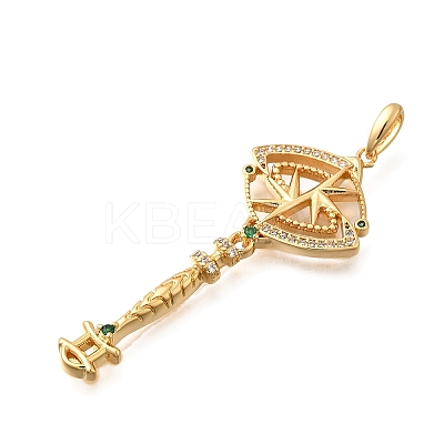 Brass Micro Pave Cubic Zirconia Big Pendants X1-KK-B147-04G-10-1