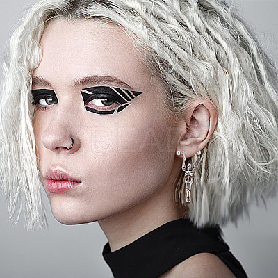 4Pcs 2 Style Stainless Steel Skeleton Skull Dangle Hoop Earrings for Women EJEW-AN0002-52-1