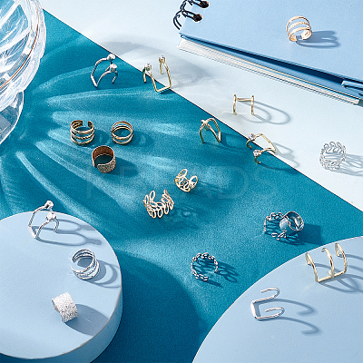 44Pcs Brass Cuff Earrings Set EJEW-PH0001-09-1