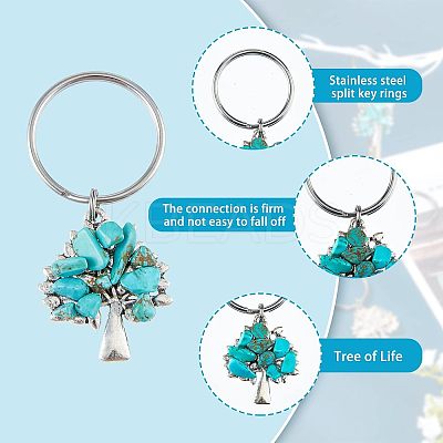 14Pcs 7 Style Chip Gemstone Keychain KEYC-FH0001-17-1