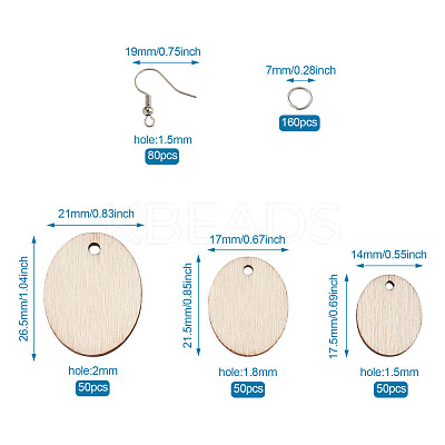 DIY Unfinished Wooden Pendant Earring Making Kits DIY-YS0001-17-1