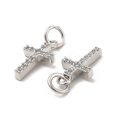Brass Micro Pave Cubic Zirconia Charms KK-E068-VB259-1