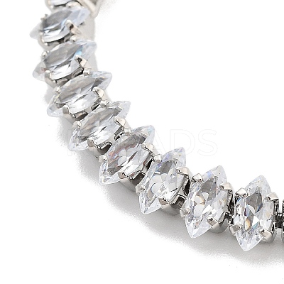Brass Pave Clear Cubic Zirconia Horse Eye Box Chain Slider Bracelets BJEW-B094-06B-P-1