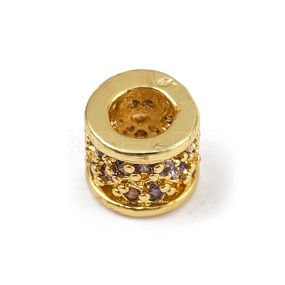 Column Rack Plating Brass Cubic Zirconia European Beads KK-L236-11G-1