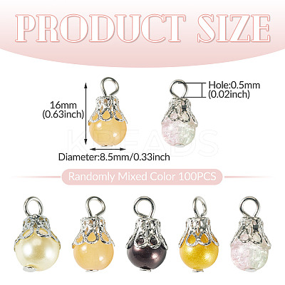 100Pcs Mixed Styles Glass Pendants PALLOY-TADJ00008-1