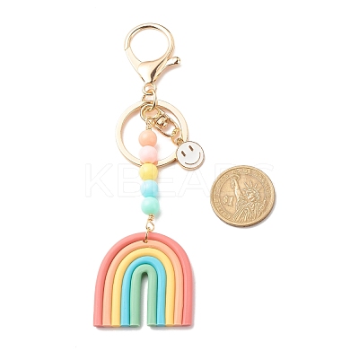 Handmade Polymer Clay & Alloy Enamel Pendants Keychain KEYC-JKC00337-1
