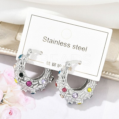 304 Stainless Steel Moon Hoop Earrings EJEW-A119-06P-1
