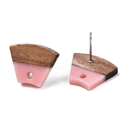 Resin & Walnut Wood Stud Earring Findings MAK-N032-028A-1