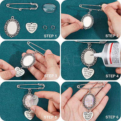 60Pcs 5 Styles Tibetan Style Alloy Pendants with Iron Brooch Findings TIBE-SC0009-45A-1