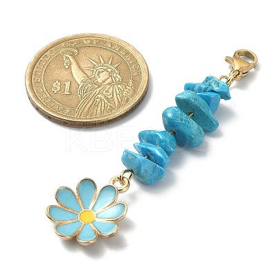 Alloy Enamel Flower Pendant Decorations HJEW-JM01223-1