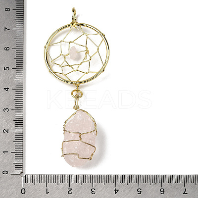Raw Rough Natural Rose Quartz Coppwer Wire Wrapped Big Pendants G-G314-02G-01-1