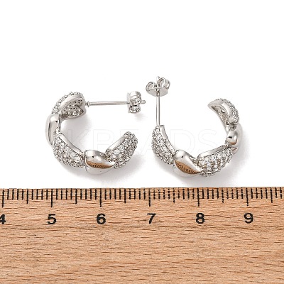 Brass Micro Pave Clear Cubic Zirconia Stud Earrings EJEW-D322-07P-01-1