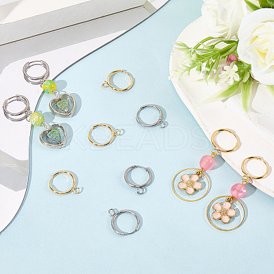 12Pcs 2 Colors 201 Stainless Steel Huggie Hoop Earring Findings STAS-SC0010-29-1