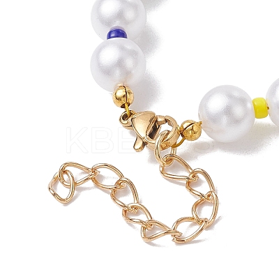 Glass & Acrylic Round Beaded Bracelets BJEW-JB10076-1