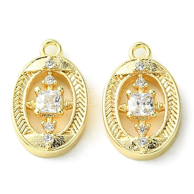 Brass Micro Pave Cubic Zirconia Charms KK-D092-04G-1