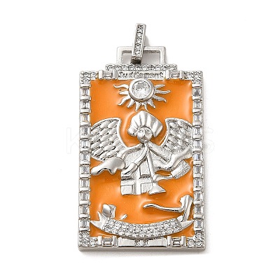 Brass Micro Pave Cubic Zirconia Pendants with Enamel KK-H458-01P-05-1