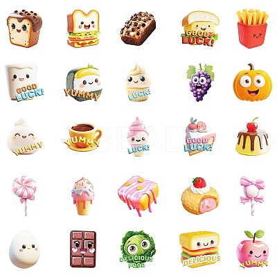 50Pcs Cartoon Food Paper Sticker LS-STIC-C012-11-1