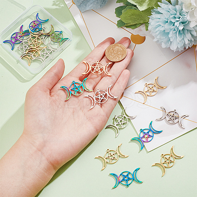 18Pcs 3 Colors 201 Stainless Steel Pendants Ion Plating(IP) STAS-UN0046-63-1