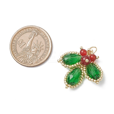 Glass & Glass Seed Beads Beaded Pendants PALLOY-MZ01053-1