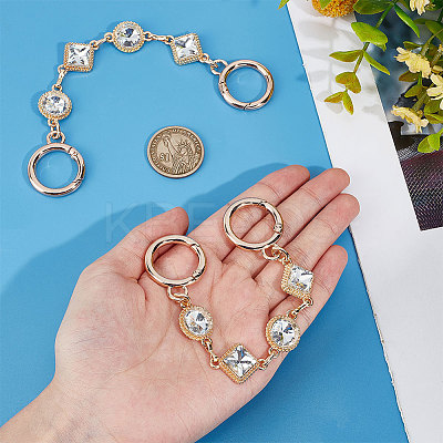 Rhombus & Flat Round Aolly Pave Crystal Rhinestone Bag Extension Chains FIND-WH0152-600G-1