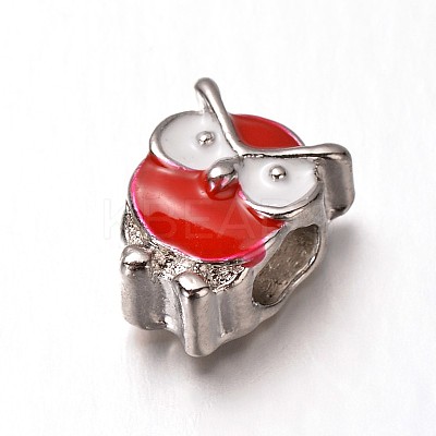 Owl Alloy Enamel Large Hole European Animal Beads X-MPDL-M020-04M-1