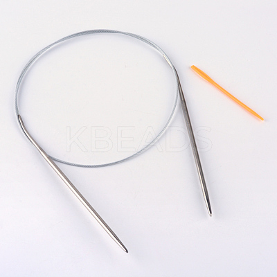 Steel Wire Stainless Steel Circular Knitting Needles and Random Color Plastic Tapestry Needles TOOL-R042-800x3mm-1