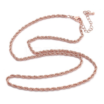 3mm Brass Rope Chain Necklaces for Men Women NJEW-G160-10RG-1