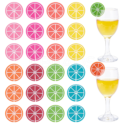 8Pcs Orange Silicone Wine Glass Charms AJEW-WH00471-02-1