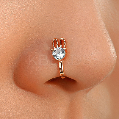 Brass Clear Zirconia Zirconia Clip-on Nose Septum Rings WGEBD42-06-1