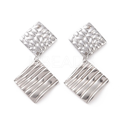 304 Stainless Steel Double Rhombus Dangle Stud Earrings for Women EJEW-G328-13-1